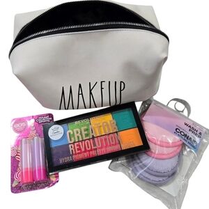 Rae Dunn Makeup Bag With EOS, Revolution Eye Palette, & Conair BUNDLE